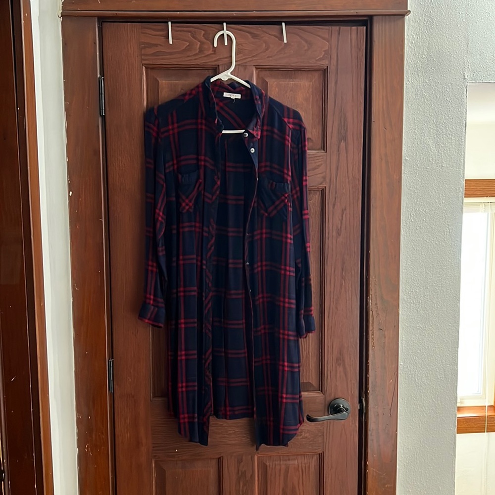 Plaid Button Up Duster
